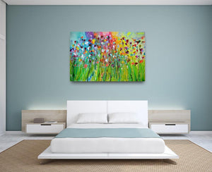 Blooming Happy - Original Abstract Large Art